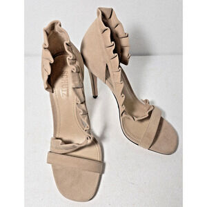NEW SCHUTZ Aimme Ruffle Heel Sandal D'Orsay Honey Beige SZ 8 B MSRP $220